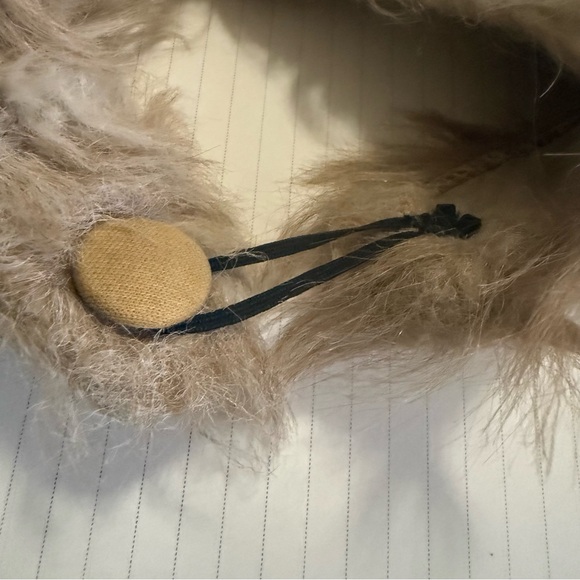 1960’s Vintage Faux Fur Winter Hat with Neck Strap, Light Brown Fur, Deadstock